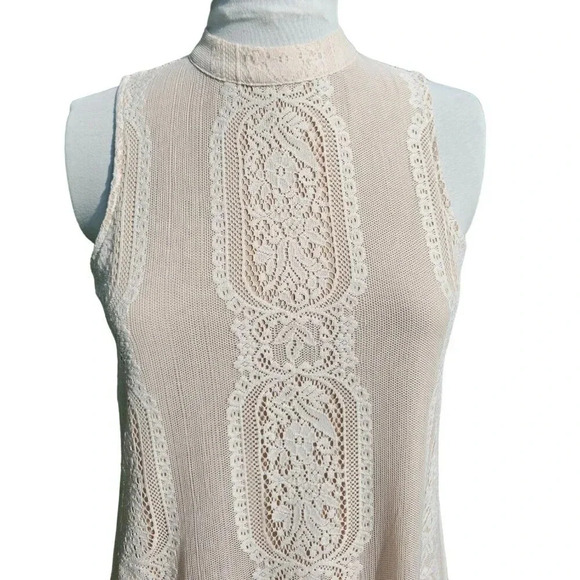 Cream Lace over Nude Short Lace Slip Cocktail Dress by Fire Los Angeles SZ SM - Picture 11 of 13